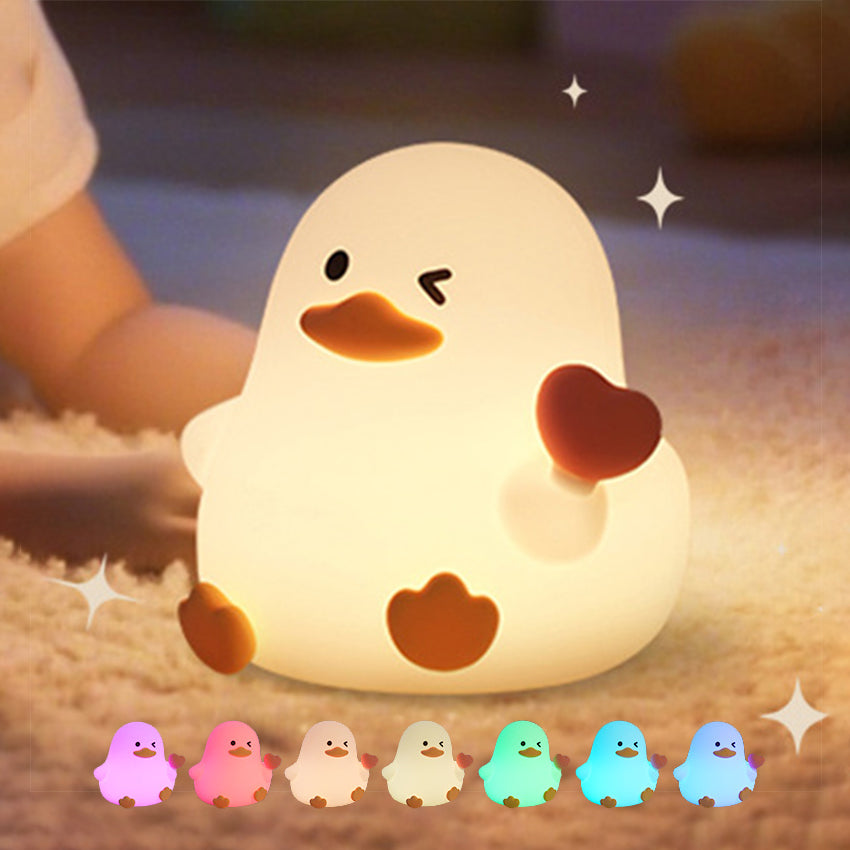 Winking Duck with Heart Silicone Squishy Night Light Perfect Gift