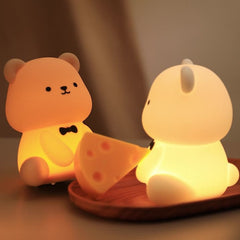 Veilleuse LED en silicone souple en forme d'ours en peluche - Cadeau idéal pour les enfants et les filles