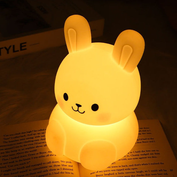 Squishy Silicone Kawaii Bunny LED Night Light - Perfect Gift for Kids and Girls