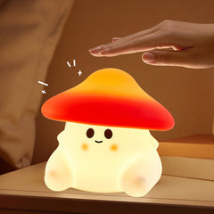 Mushroom Night Light Squishy Silicone Lamp Pressable Cap Soft Multi-Color Glow Perfect Gift