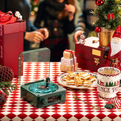 Only 1 left! Holiday Sale Christmas limited Edition Premium Blue Waves Retro Bluetooth Vinyl Record Player