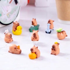 Über 5+ Stück Miniatur-Capybara-Figuren, süßes Set, matschiges Silikon-Nachtlicht, DIY-Schreibtisch-Kollektion, Harz