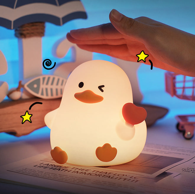 Winking Duck with Heart Silicone Squishy Night Light Perfect Gift