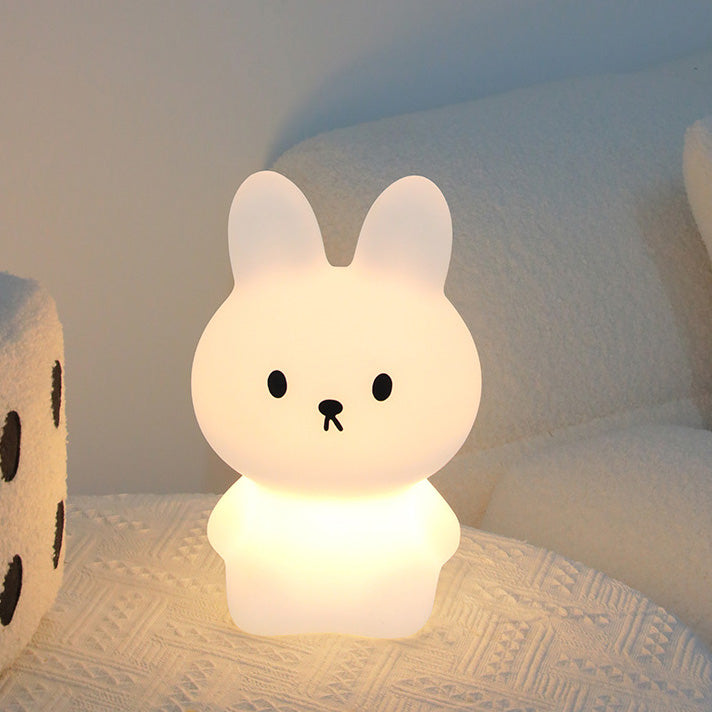 Bunny Night Light Big Head Bouncy Ears Silicone Squishy Bedside Decor Perfect Gift