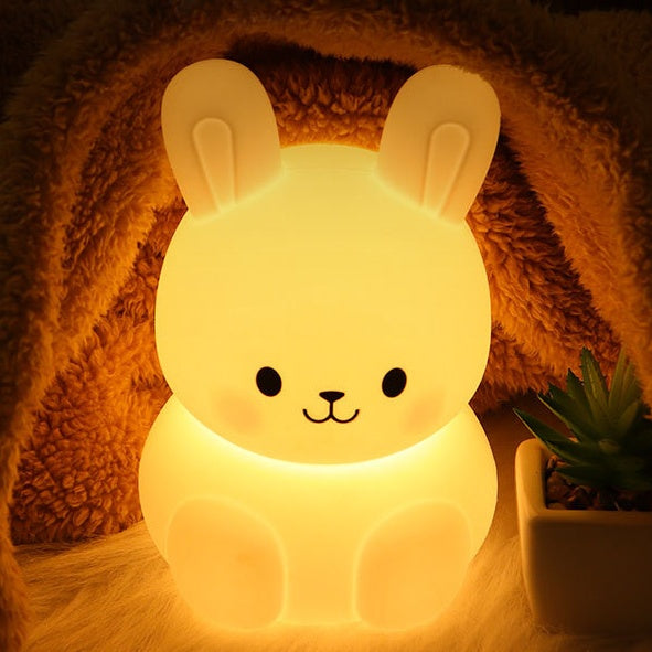 Squishy Silicone Kawaii Bunny LED Night Light - Perfect Gift for Kids and Girls