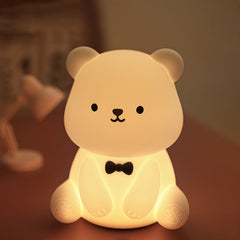 Veilleuse LED en silicone souple en forme d'ours en peluche - Cadeau idéal pour les enfants et les filles