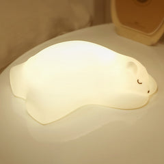 Veilleuse LED en silicone souple en forme d'ours polaire - Cadeau idéal pour les enfants et les filles