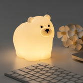 Huggwaii Squishy Silicone Little White Bear LED Night Light - Perfect Gift for Kids and Girls