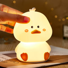 Veilleuse LED en silicone souple en forme de canard timide – Cadeau idéal pour les enfants et les filles