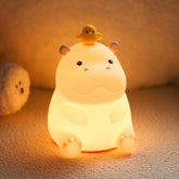 Huggwaii Hippo with Duck Adorable Squishy Silicone Night Light Perfect Gift