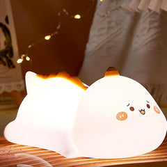 Squishy Silicone Frowning Dinosaur LED Night Light - Perfect Gift for Kids and Girls