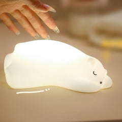 Veilleuse LED en silicone souple en forme d'ours polaire - Cadeau idéal pour les enfants et les filles