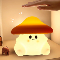 Mushroom Night Light Squishy Silicone Lamp Pressable Cap Soft Multi-Color Glow Perfect Gift