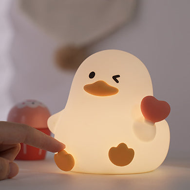 Winking Duck with Heart Silicone Squishy Night Light Perfect Gift