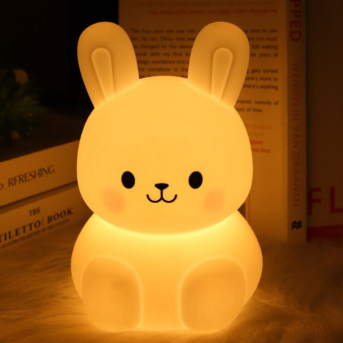 Squishy Silicone Kawaii Bunny LED Night Light - Perfect Gift for Kids and Girls
