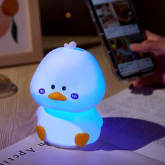Veilleuse LED en silicone souple en forme de canard timide – Cadeau idéal pour les enfants et les filles
