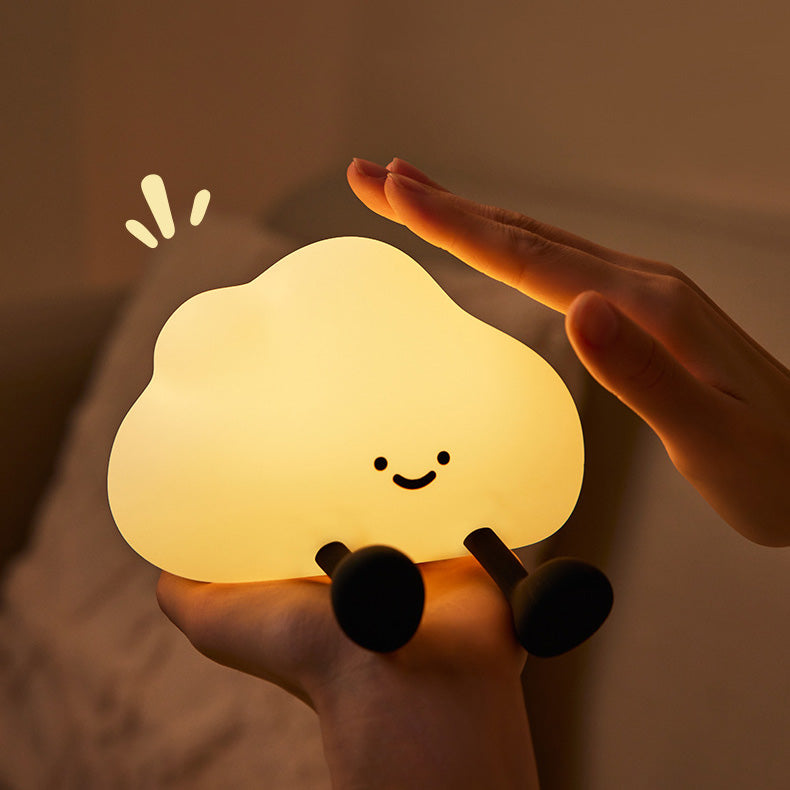 Cute Cloud Silicone Squishy Night Light Smiling Face for Cozy Room Perfect Gift