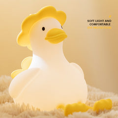 Huggwaii Squishy Silicone Hiking Duck LED Night Light - Cozy Gift for Kids and Girls