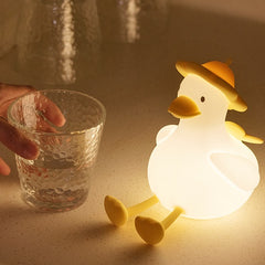 Huggwaii Squishy Silicone Hiking Duck LED Night Light - Cozy Gift for Kids and Girls