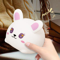 Squishy Silicone Big Face Bunny LED Night Light - Perfect Gift for Kids and Girls