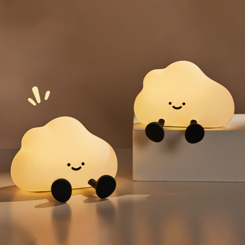 Cute Cloud Silicone Squishy Night Light Smiling Face for Cozy Room Perfect Gift