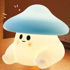 Mushroom Night Light Squishy Silicone Lamp Pressable Cap Soft Multi-Color Glow Perfect Gift