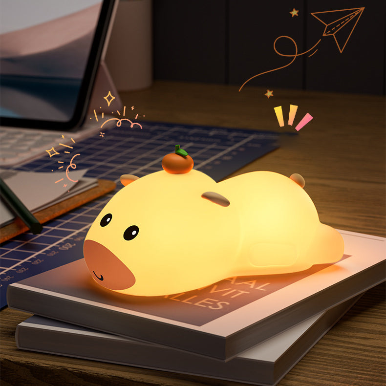 Lying Capybara Squishy Silicone Night Light Soft Glow Cute Collectible Perfect Gift