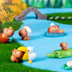 Über 5+ Stück Miniatur-Capybara-Figuren, süßes Set, matschiges Silikon-Nachtlicht, DIY-Schreibtisch-Kollektion, Harz
