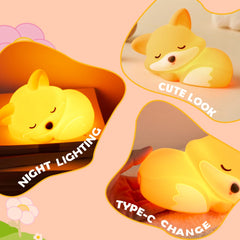 Huggwaii Fox Night Light with Curled Tail Silicone Squishy Animal Design Lamp Perfect Gift
