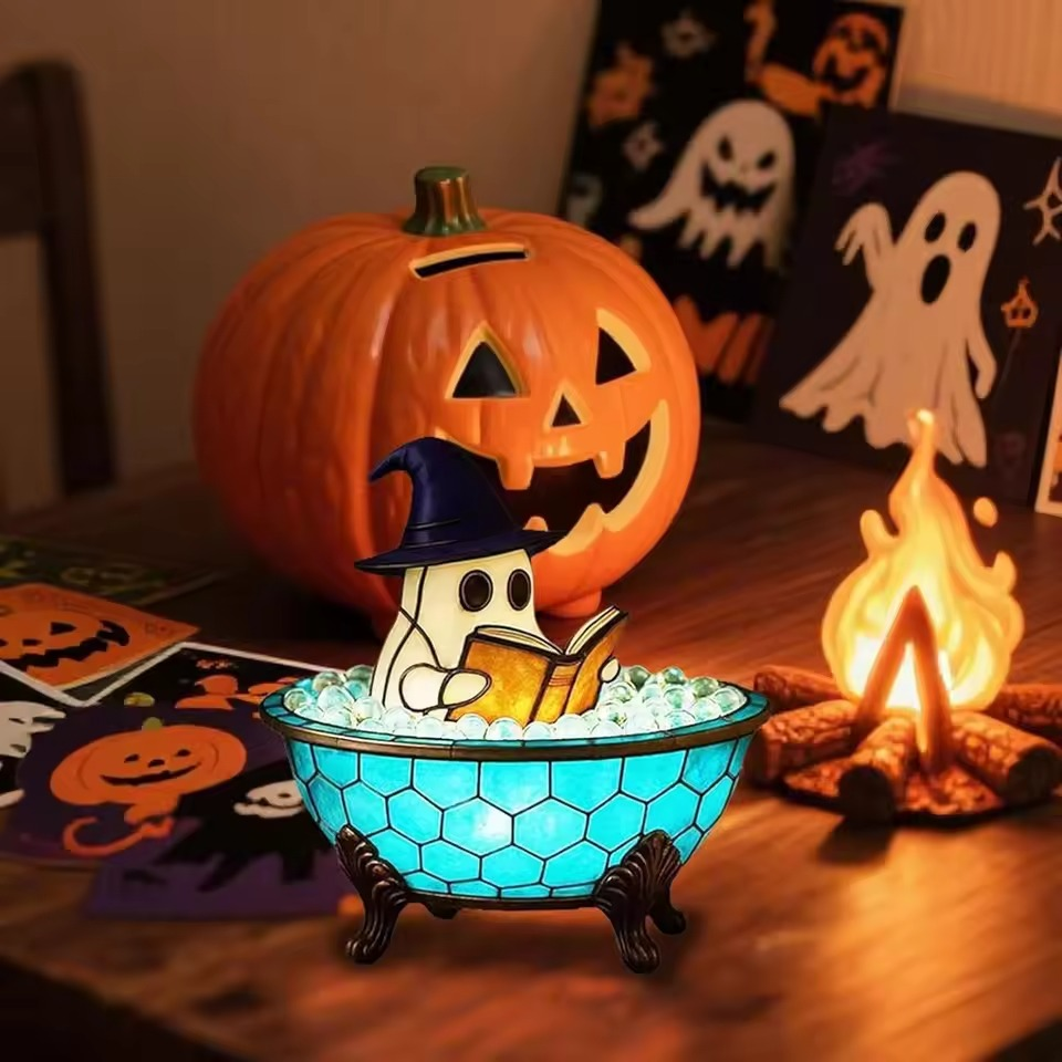 Halloween Ghost Bubble Bath Night Light Cute Lamp hemed for Halloween Party or Gift