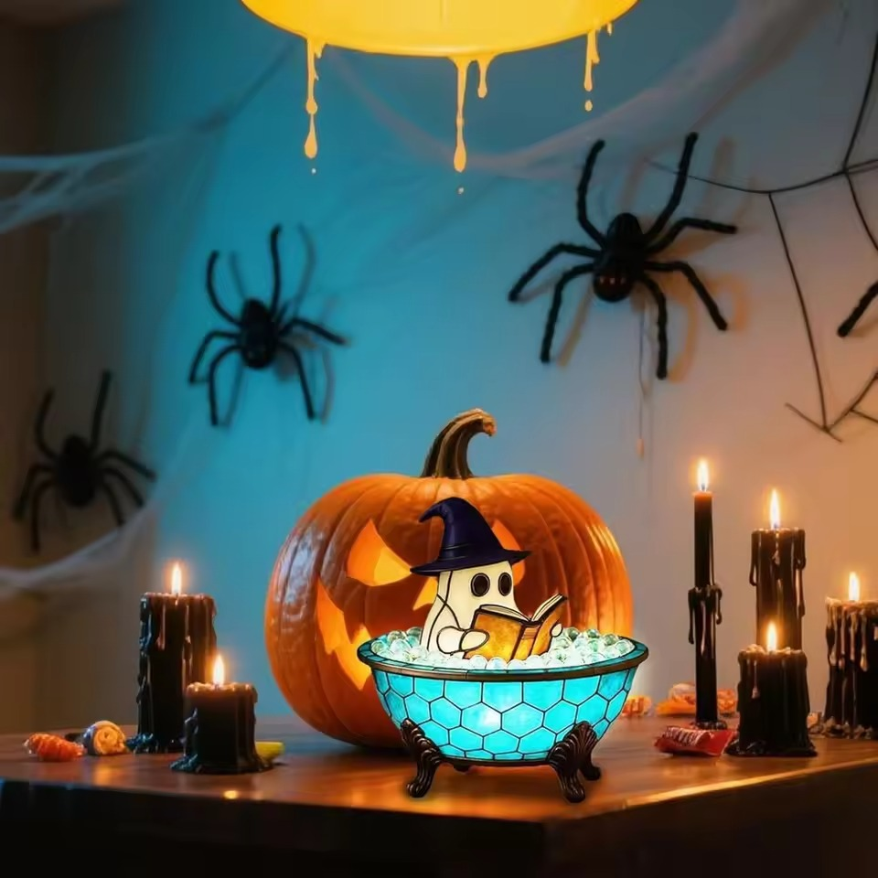 Halloween Ghost Bubble Bath Night Light Cute Lamp hemed for Halloween Party or Gift