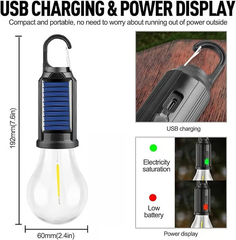 Solar-Powered Portable Camping Lantern Tent Lights USB Rechargeable Led Lamp