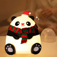 Panda Christmas Edition Silicone Squishy Night Light Holiday Glow Gift-Ready Seasonal