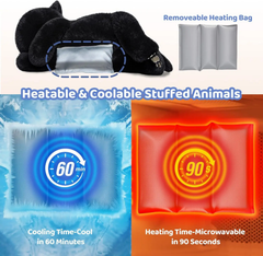 Mewaii®5lb Weighted Stuffed Animals with Microwavable Heating Pad - Adjustable, Heatable & Coolable Plush for Realistic Hug(Black Cat,23 INCH)
