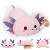 MeWaii® 4lbs Weighted Stuffed Animals – Axolotl Plush, Microwavable Plush Heating Pad for Removable Inner Pad, Gift for Kids & Adults