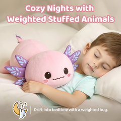 MeWaii® 4lbs Weighted Stuffed Animals – Axolotl Plush, Microwavable Plush Heating Pad for Removable Inner Pad, Best Gift Kids & Adults