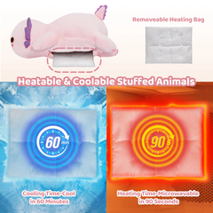 MeWaii® 4lbs Weighted Stuffed Animals – Axolotl Plush, Microwavable Plush Heating Pad for Removable Inner Pad, Best Gift Kids & Adults