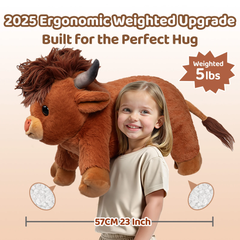 MeWaii® 5lbs Highland Cow Weighted Stuffed Animal – Microwavable Plush Heating Pad for Anxiety Relief, Cramps & Sleep Gift
