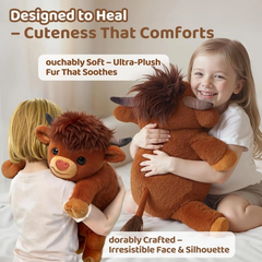 MeWaii® Highland Cow Weighted Stuffed Animal 5lbs – Microwavable Plush Heating Pad for Anxiety Relief, Cramps & Sleep Gift