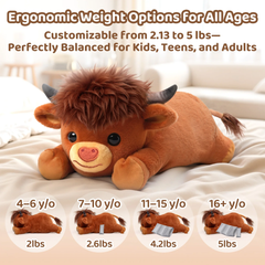 MeWaii® 5lbs Highland Cow Weighted Stuffed Animal – Microwavable Plush Heating Pad for Anxiety Relief, Cramps & Sleep Gift