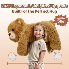 Mewaii® 5lbs Brown Bear Weighted Stuffed Animal – Microwavable Plush Heating Pad for Removable Inner Pad, Gift for Kids & Adults