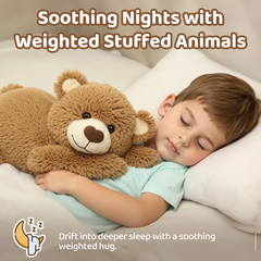Mewaii® 5lbs Brown Bear Weighted Stuffed Animal – Microwavable Plush Heating Pad for Removable Inner Pad, Gift for Kids & Adults