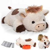 MeWaii® 5lbs Cow Weighted Stuffed Animal – Microwavable Plush Heating Pad for Removable Inner Pad, Gift for Kids & Adults