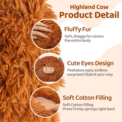 MeWaii® 4lbs Highland Cow Weighted Stuffed Animal – Calming Hug Plush for Stress Relief & Sleep, Soft Gift for Kids & Adults