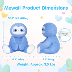 MeWaii® Cute Weighted Stuffed Animals Kawaii Weighted Blue Sloth Plush Toys Pillow Squishy Toy 18 inches