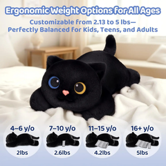 Mewaii®5lb Weighted Stuffed Animals with Microwavable Heating Pad - Adjustable, Heatable & Coolable Plush for Realistic Hug(Black Cat,23 INCH)