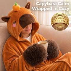 Mewaii® Capybara Wearable Blanket Hoodie Ultra Soft Oversized Cozy Blanket for Warm Hugs & Relaxing Moments