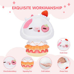 Mewaii® Mushroom Family Berry Cow with Ice Cream Hoodie Kawaii Plush Pillow Squish Toy
