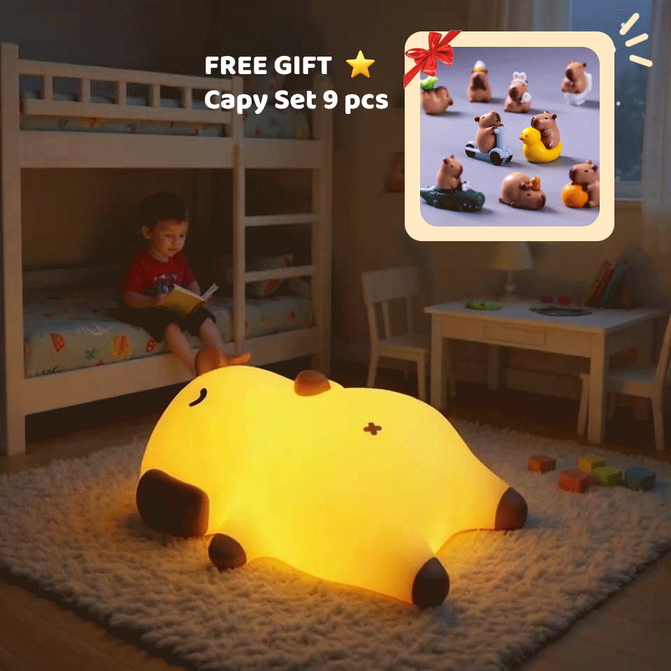 Sleeping Capybara Breathing Squishy Silicone Companion Sound LED Night Light Perfect Gift