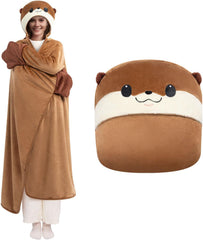 MeWaii® Ultimate Softness Otter Wearable Blanket Hoodie – Full Coverage with Easy Movement,Oversized Warm and Cozy Flannel, Gift for Adult